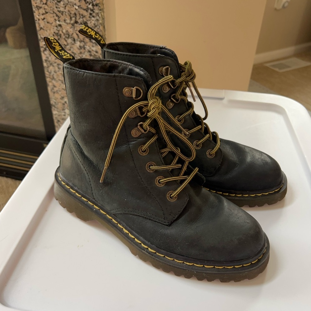 Dr Martens black lace up combat boots